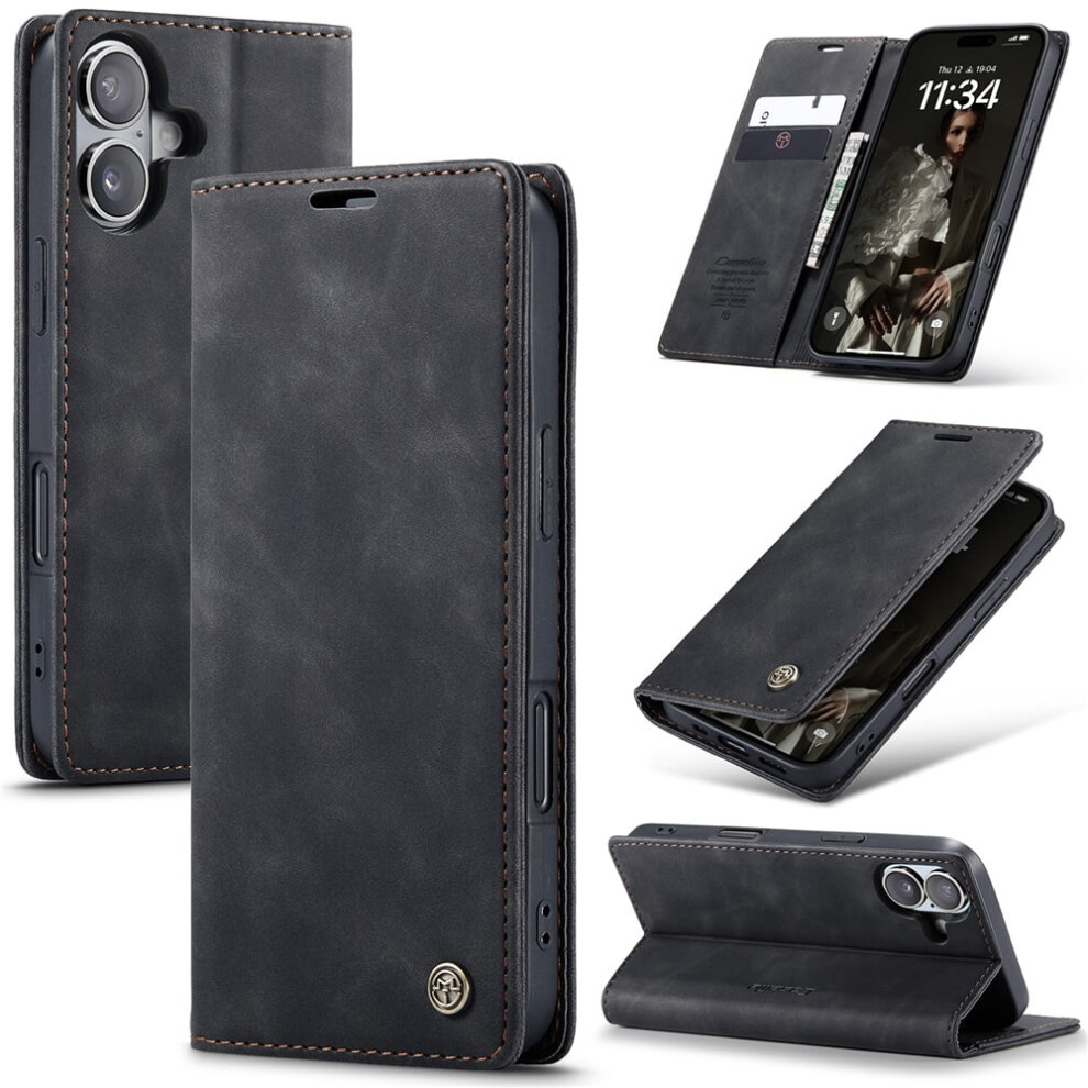 Caseme Leather Flip Wallet Case For Iphone 16 Â Black 971050691336