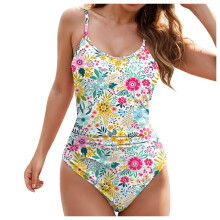 Costum de baie vintage dintr-o singură piesă pentru femei, cu model pliat