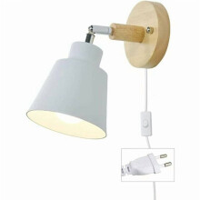 Rotating Wall Lamp with E27 Socket, On/Off Switch, for Bedroom & Living Room – White