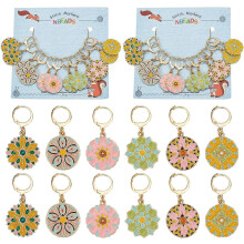Flower Stitch Markers Alloy Enamel 12 pcs