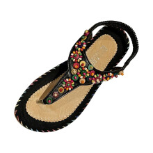 Women's Dressy Flat Sandals with Ankle Strap and Rhinestone