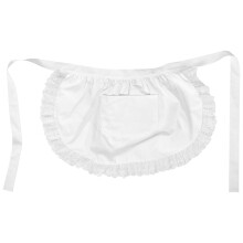 Cotton Lace Half Apron with Pocket White Adjustable Waist