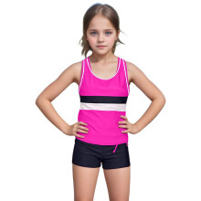 AWZXDE Girls Two-Piece Color-Block Tankini Set Size 6-12