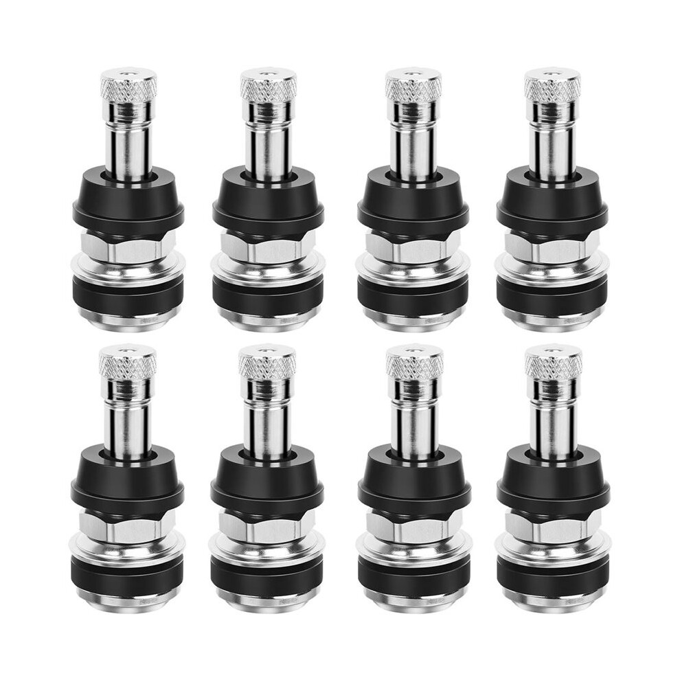 Tr416 Valve Stem, 8 Pack Premium Metal Tire Valve Stems For Tubeless Tires, Fits 0.453" & 0.625" Rim Holes, Silver 6031013612717