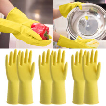 Rubber Cleaning Gloves Yellow 3 Pairs