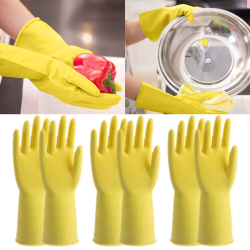 Rubber Cleaning Gloves Yellow 3 Pairs