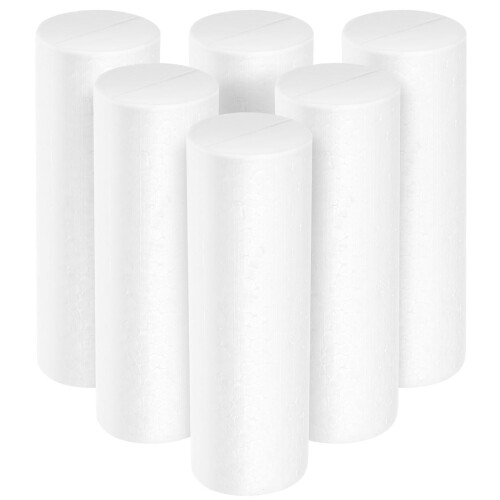 White polystyrene cylinder blocks for crafts 6-pack