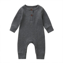 Toddler Long Sleeve Ribbed Henley Jumpsuit One-Piece