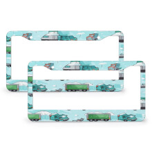 Cartoon Garbage Truck License Plate Frames 2PCS Stainless