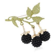 Blackberry brooch enameled alloy vibrant color