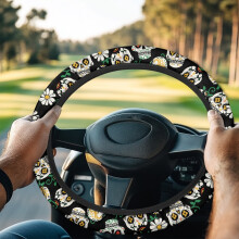 Skull & Daisy Golf Cart Steering Wheel Cover – Universal, Compatible with Club Car, Feels Great, Auto Accessory