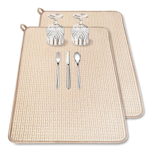 Microfiber Dish Drying Mat XXL 24x17.7 Inch 2 Pack Light