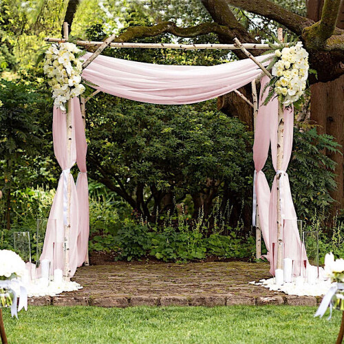 Rose Gold Chiffon Sheer Curtain Panel 5 ft x 32 ft 1