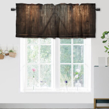 Barn Door Curtain Valance Brown Wood Grain Farmhouse Style