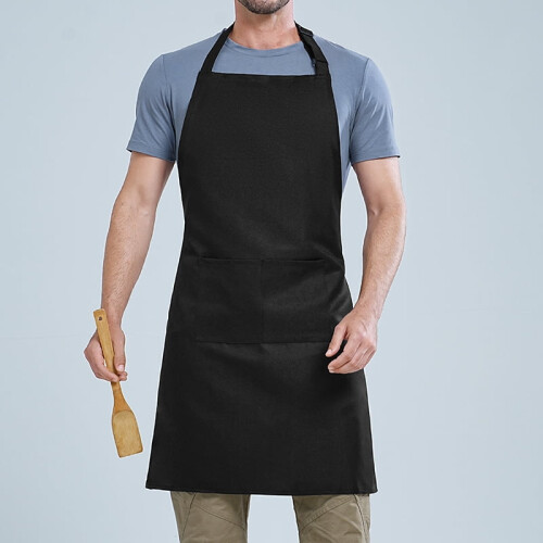Polyester apron for kitchen and restaurant use black 1 pc