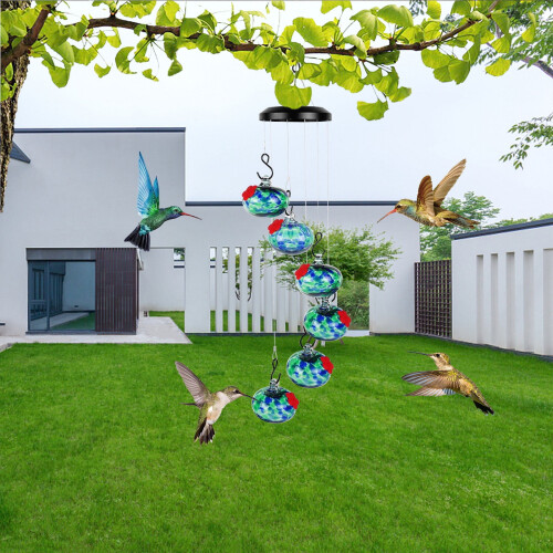Hummingbird Feeder with Wind Chimes 6-Ball Leak-Proof 2