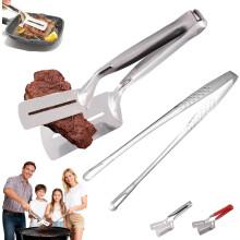 Stainless Steel Grill Tongs with Extended Handle