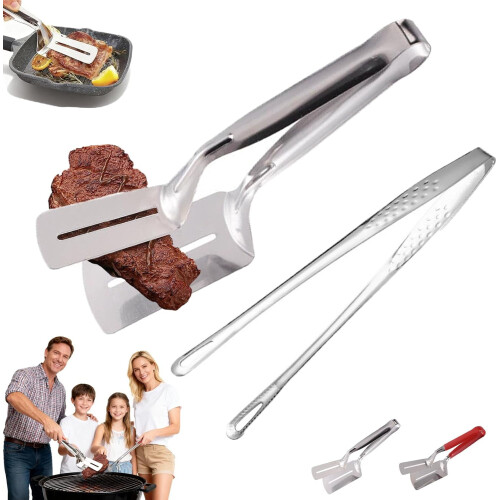 Stainless Steel Grill Tongs with Extended Handle
