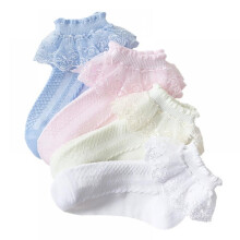 Cotton Eyelet Lace Trim Socks for Toddler Girls