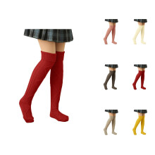 Women's knitted lace-edge over-knee socks, thick soft warm