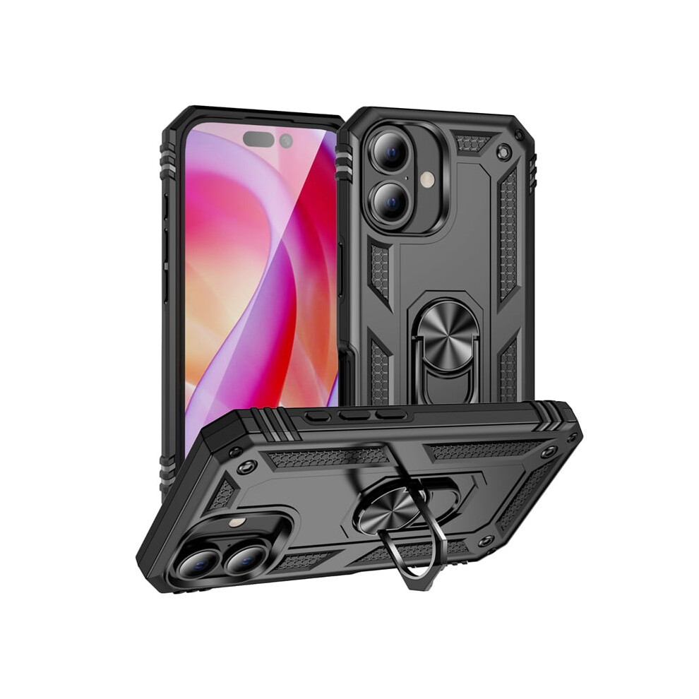 Military Grade Shockproof Iphone 16 Case (6.1") With Kickstand Â Compatible With Iphone 16 Black 9165521820672