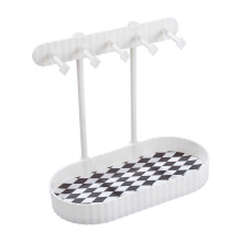 Jewelry Organizer Wooden Stand with 5 Hooks and Tray