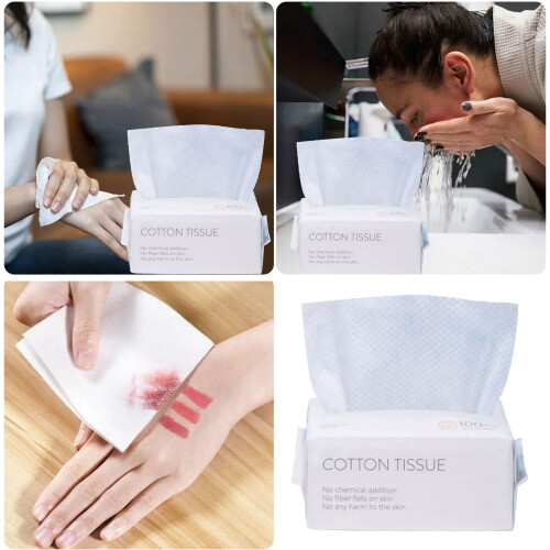 Sanfte Make-up-Entfernungstücher aus Baumwolle, 100 Stück 1