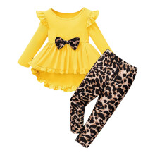 Girls Leopard Print Top and Pants Set Yellow 3-4 Years