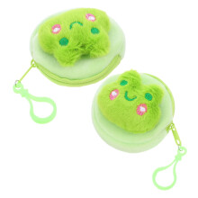 Coin Purse Green Plush Cartoon Shape 2 Pcs