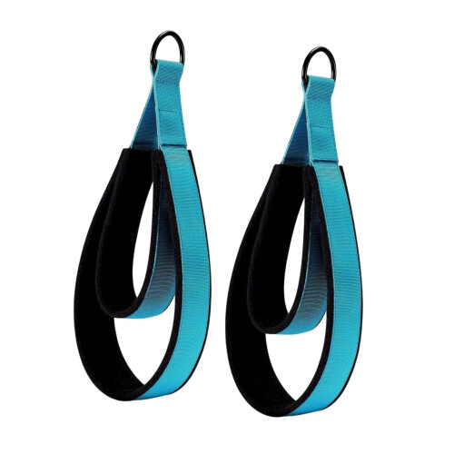 2 Pieces Pilates Double Loop Strap Exercise Strap Beginner D Rings Straps Handle Light Blue