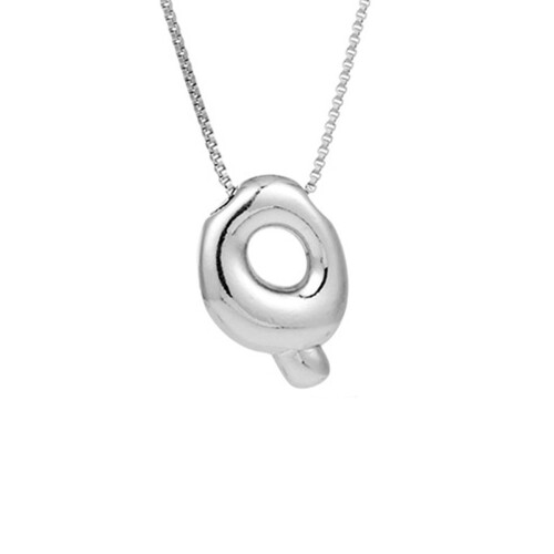 Silver Bubble Letter Necklace Personalized Initial 1pc