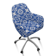 Polyester Stretchable Chair Slipcovers with Classical Flower Pattern, Washable & Removable, Compatible with Swivel Curved Back Chairs