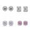 Stud Earrings 18K White Gold Plated Cubic Zirconia 6