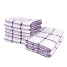 Kitchen dish rags cotton 11.8 x 11.8 inches purple plaid 1