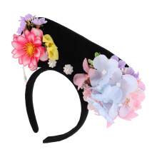 Chinese Princess Headband Retro Qing Dynasty Hair Hoop with Artificial Flowers for Hanfu and Daily Wear