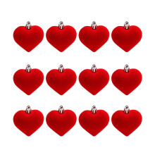 Red Heart Hanging Ornaments 12 Pieces