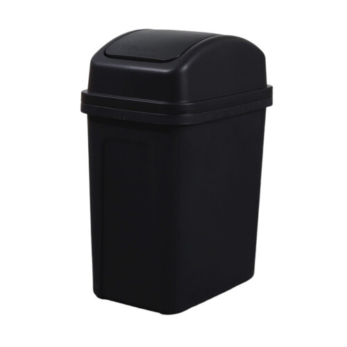 4.5-Gal Swing-Lid Trash Can Black Plastic 1