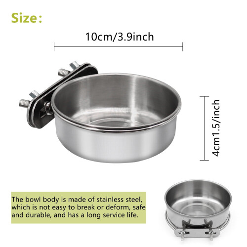 Stainless Steel Bird Feeding Dish with Clamp Holder 1 Pack 1