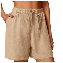 Women's Linen Bermuda Shorts Casual Wide Leg High Waisted