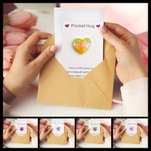 Pocket Hug Heart Greeting Card Yellow 1 piece