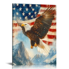 American Flag and Eagle Canvas Wall Art 16x20in