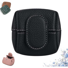 Coin purse small pebbled leather top-grain cowhide