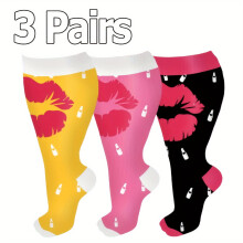 Compression Socks Plus Size 3 Pairs Non-Slip Cuff