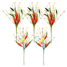 Artificial Easter Berry Stems with Eggs, Berries & Carrot Picks – Spring Floral Arrangement, Centerpiece & Home Decor – Compatible with Easter