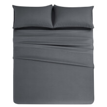 ,Bedding Set 4 Piece Durable Polyester Soft Lightweight Breathable Comfortable Set for Bedroom Home Easy Care and Stylish Design Grey KING