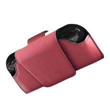 Car eyeglass holder leather visor organizer box red