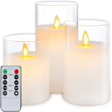 Merrynights White Flameless LED Pillar Candles with Remote