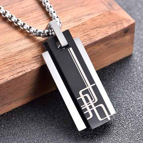 Titanium Steel Pendant for Men Square Design 1 Piece 1