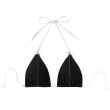 String Bikini Top for Women Solid Black S