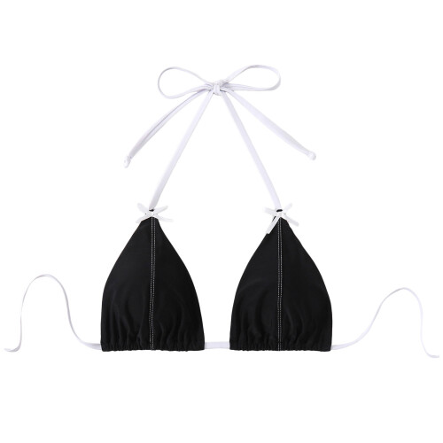 String Bikini Top for Women Solid Black S